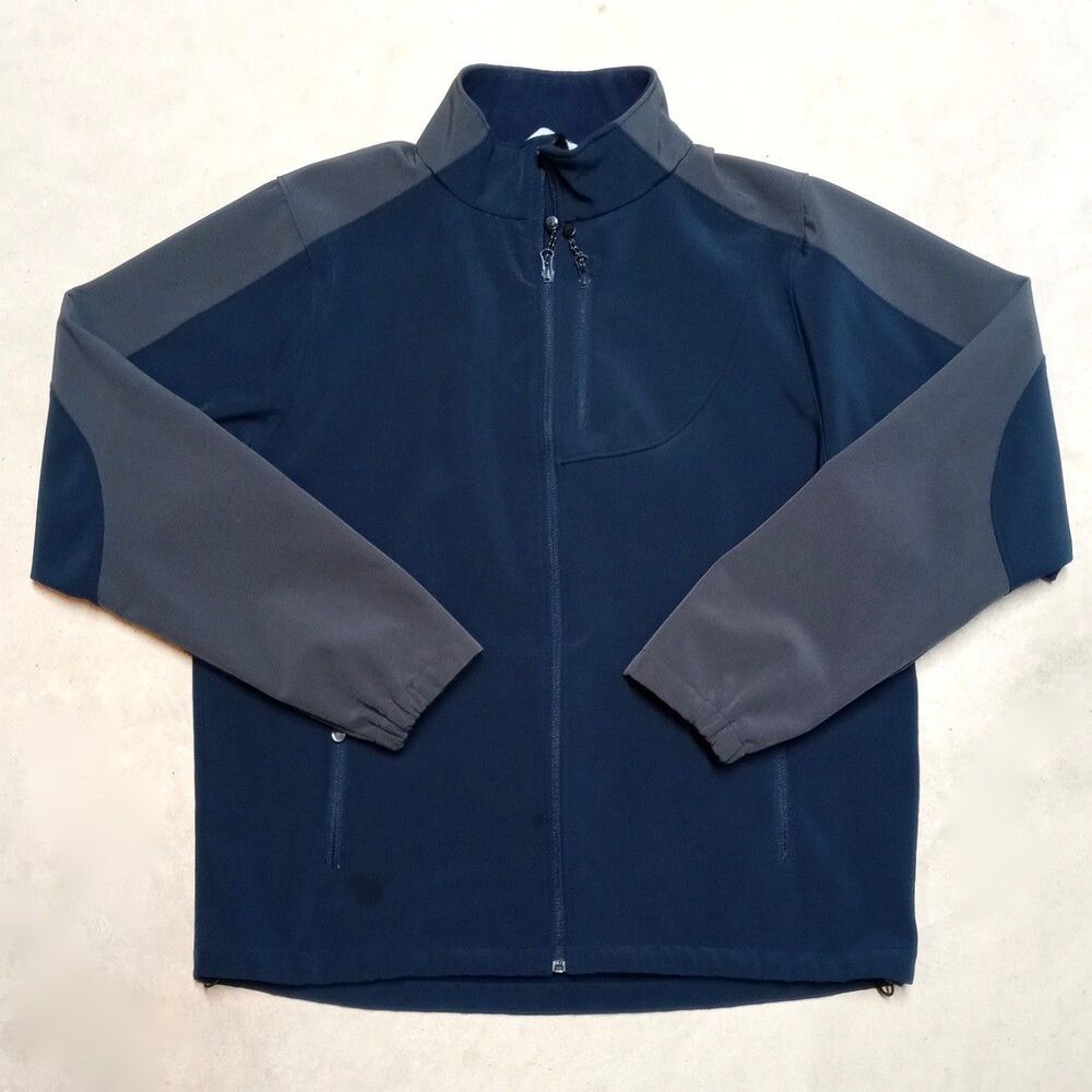 Black Diamond Jacket Mens XL Blue Gray Full Zip Softshell Fleece Lined Hiking